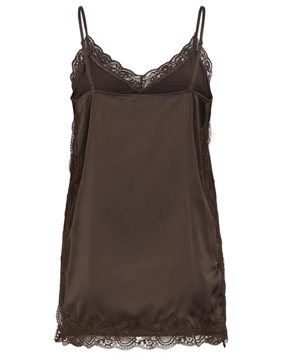 Vila - VIOnara Lace Singlet - Coffee Bean